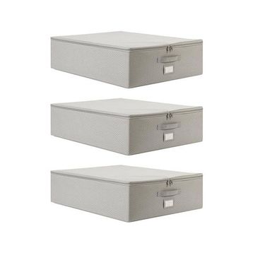 Ocean Home Textile 55x70x18 cm 3'lü Büyük Boy Gri Balıksırtı Destekli Hurç Set