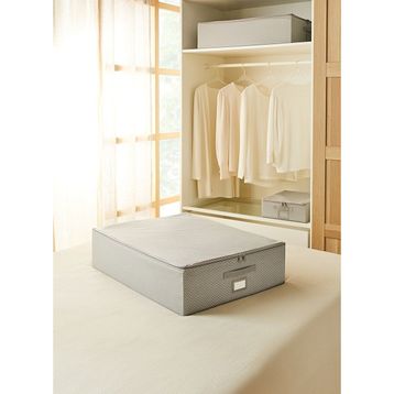 Ocean Home Textile 55x70x18 cm Büyük Boy Gri Balıksırtı Destekli Kutu Hurç