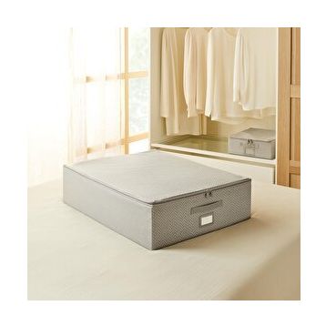 Ocean Home Textile 55x70x18 cm Büyük Boy Gri Balıksırtı Destekli Kutu Hurç