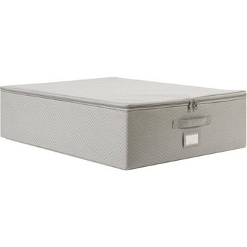 Ocean Home Textile 55x70x18 cm Büyük Boy Gri Balıksırtı Destekli Kutu Hurç