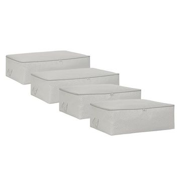 Ocean Home Textile 62x46x22 / 74x46x22 cm 4'lü Gri Balıksırtı Baza Altı 2 Adet Hurç Set