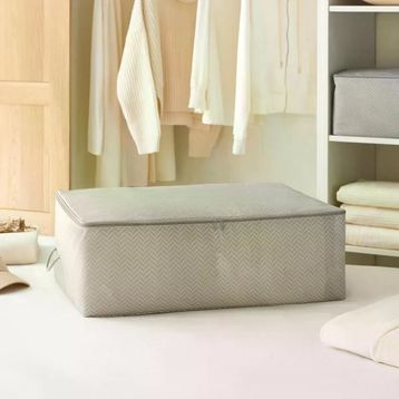 Ocean Home Textile 62x46x22 cm Büyük Boy Gri Balıksırtı Baza Altı Hurç