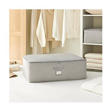 Ocean Home Textile 62x46x22 cm Büyük Boy Gri Balıksırtı Baza Altı Hurç