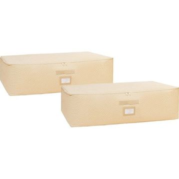 Ocean Home Textile 74x46x22 cm 2'li Mega Boy Bej Balıksırtı Baza Altı Hurç Set