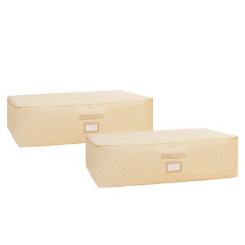 Ocean Home Textile 74x46x22 cm 2'li Mega Boy Bej Balıksırtı Baza Altı Hurç Set