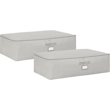Ocean Home Textile 74x46x22 cm 2'li Mega Boy Gri Balıksırtı Baza Altı Hurç Set