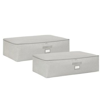 Ocean Home Textile 74x46x22 cm 2'li Mega Boy Gri Balıksırtı Baza Altı Hurç Set
