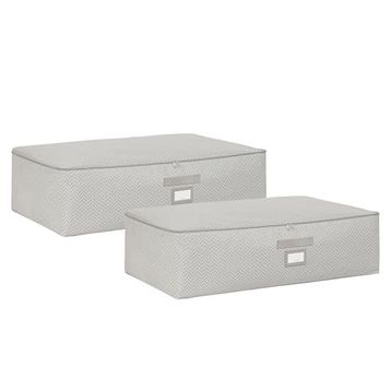 Ocean Home Textile 74x46x22 cm 2'li Mega Boy Gri Balıksırtı Baza Altı Hurç Set
