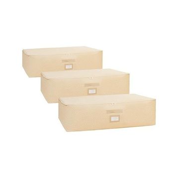 Ocean Home Textile 74x46x22 cm 3'lü Mega Boy Bej Balıksırtı Baza Altı Hurç Set