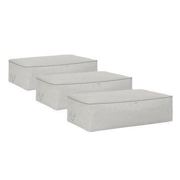 Ocean Home Textile 74x46x22 cm 3'lü Mega Boy Gri Balıksırtı Baza Altı Hurç Set