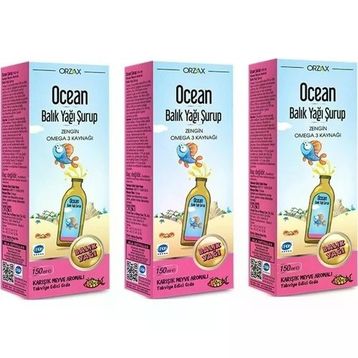 Ocean Omega 3 Karışık Meyve Aromalı 3x150 ml Şurup Balık Yağı