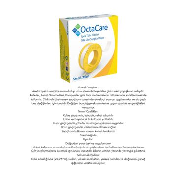 OctaCare 5 mt x 1.25 cm Tıbbi İpek Flaster