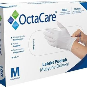 OctaCare Medium 100'lü Lateks Pudralı Muayene Eldiveni
