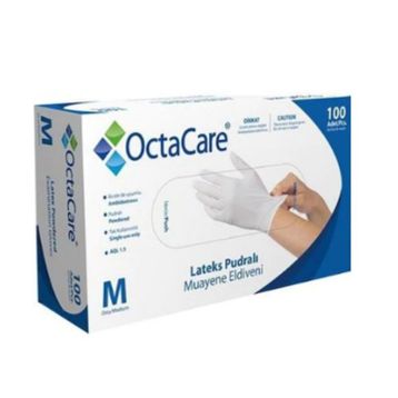 OctaCare Medium 100'lü Lateks Pudralı Muayene Eldiveni