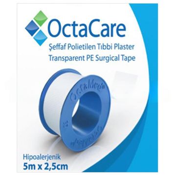 OctaCare Polietilen 5 m x 2.5 cm Tıbbi Şeffaf Flaster