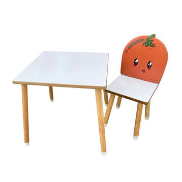 Odun Concept Portakal Doğal Ahşap Çocuk Aktivite Masa ve MDF
