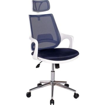 Ofisbazaar Buya Ergonomik Beyaz Lacivert Fileli Çalışma Koltuğu