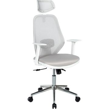 Ofisbazaar Dali Ergonomik Başlıklı Beyaz Gri Fileli Çalışma Koltuğu
