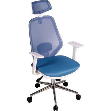 Ofisbazaar Dali Ergonomik Başlıklı Fileli Beyaz Açık Mavi Çalışma Koltuğu