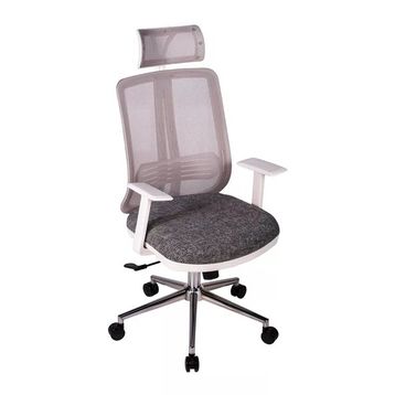 Ofisbazaar Up Beyaz Gri Fileli Ergonomik Başlıklı Ofis Koltuğu