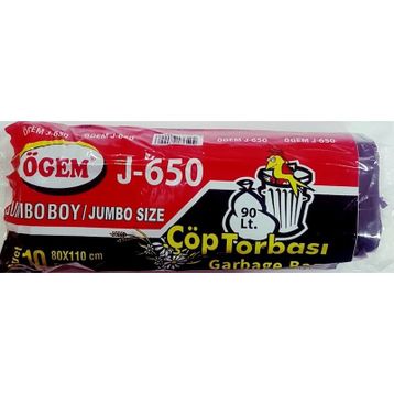 Ögem J-650 Jumbo Boy Siyah 80 x 110 cm Çöp Torbası