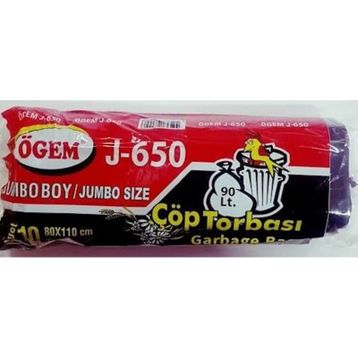 Ögem J-650 Jumbo Boy Siyah 80 x 110 cm Çöp Torbası
