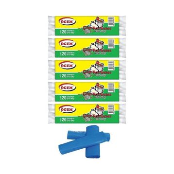 Ögem Orta Boy Mavi 55x60 cm 20'li Çöp Torbası (5 adet)