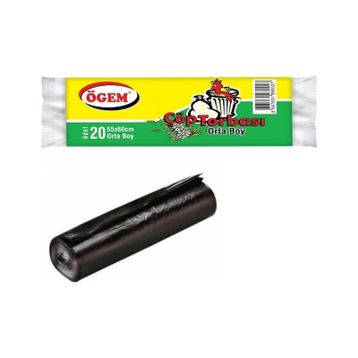 Ögem Orta Boy Siyah 55x60 cm 20'li Çöp Torbası