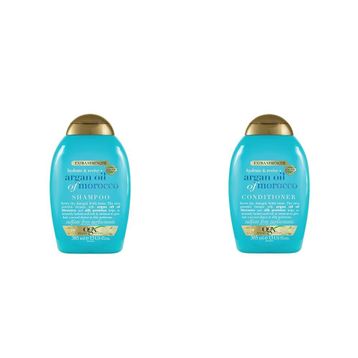 OGX Argan Oil of Morocco 385 ml Nemlendirici Sülfatsız Şampuan + Argan Oil of Morocco 385 ml Saç Bakım Kremi