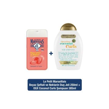 OGX Coconut Curls 385 ml Bukleli Saçlar İçin Şampuan + Le Petit Marseillais Beyaz Şeftali 250 ml Duş Jeli