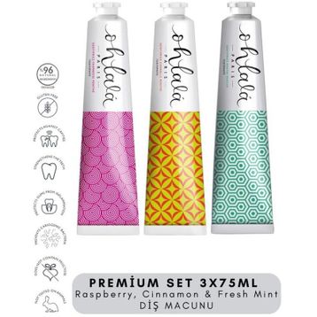 Ohlala Raspberry Cinnamon Fresh Mint Premium Set 3x75 ml Diş Macunu