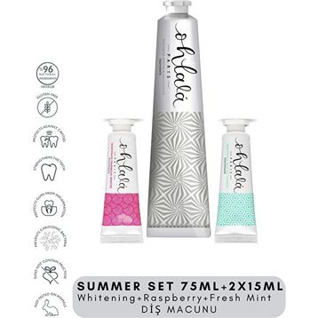 Ohlala Whitening 75 ml + Fresh Mint 15 ml + Raspberry Mint 15 ml Summer Set Diş Macunu