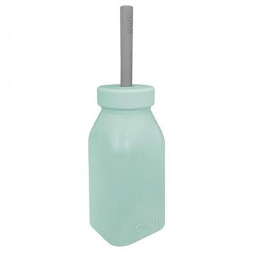 Oioi 200 ml 6+ Ay Powder Grey River Green Silikon Şişe ve Pipet