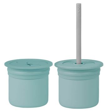 Oioi Ham Hüp Aqua Green - Powder Grey Silikon Pipetli Bardak