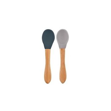 Oioi Nam Nam 2'li Deep Blue Powder Grey Silikon Bambu Kaşık