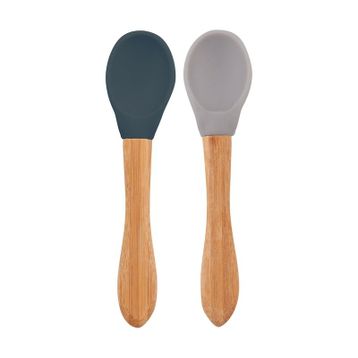 Oioi Nam Nam 2'li Deep Blue Powder Grey Silikon Bambu Kaşık