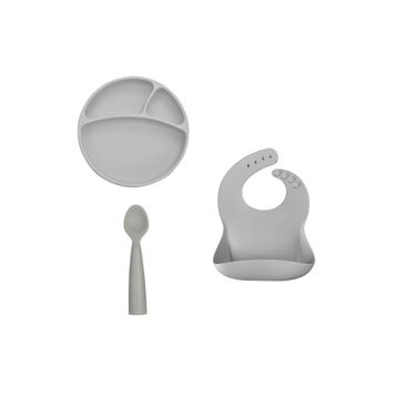 Oioi Powder Grey Porsiyon Mama Tabağı