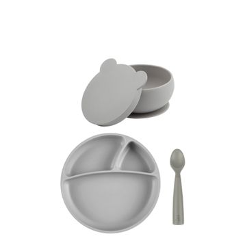 Oioi Powder Grey Porsiyon Mama Tabağı