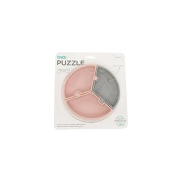 Oioi Puzzle Pinky Pink Powder Grey Mama Tabağı