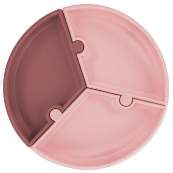 Oioi Puzzle Pinky Pink Powder Grey Mama Tabağı