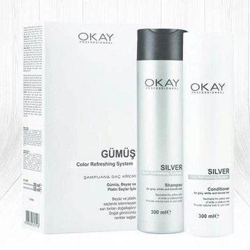 OKAY Professional 2x300 ml Sİlver Color Refreshing System Şampuan Krem Set