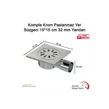 Okçu Kardeşler 0187 15x15 cm 32 mm Yandan Komple Krom Paslanmaz Yer Süzgeci