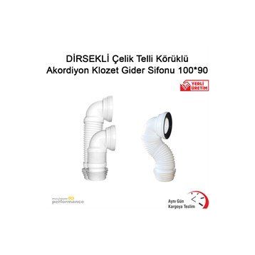 Okçu Kardeşler 100x90 Dirsekli Çelik Telli Körüklü Akordiyon Klozet Gider Sifonu