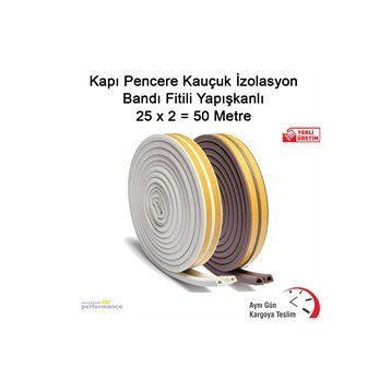 Okçu Kardeşler Yapışkanlı 25x2 m Kapı Pencere Kauçuk İzolasyon Bandı Fitili