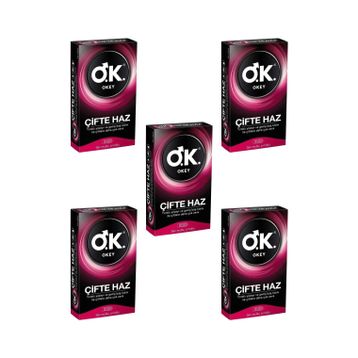 Okey 10'lu 5 Adet Çifte Haz Prezervatif Paket