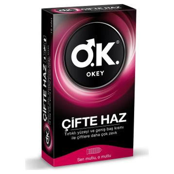 Okey 10'lu Çifte Haz Tırtıklı Prezervatif