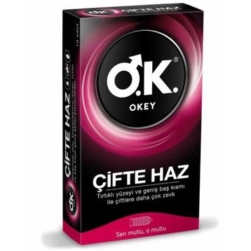 Okey 10'lu Çifte Haz Tırtıklı Prezervatif