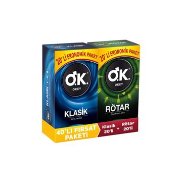 Okey 20'li Klasik Prezervatif + Rötar 20'li Prezervatif