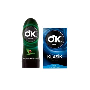 Okey Ginseng 200 ml Kayganlaştırıcı Masaj Jeli + 10'lu Klasik Prezervatif