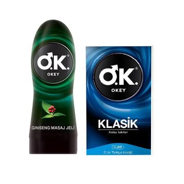 Okey Ginseng 200 ml Kayganlaştırıcı Masaj Jeli + 10'lu Klasik Prezervatif